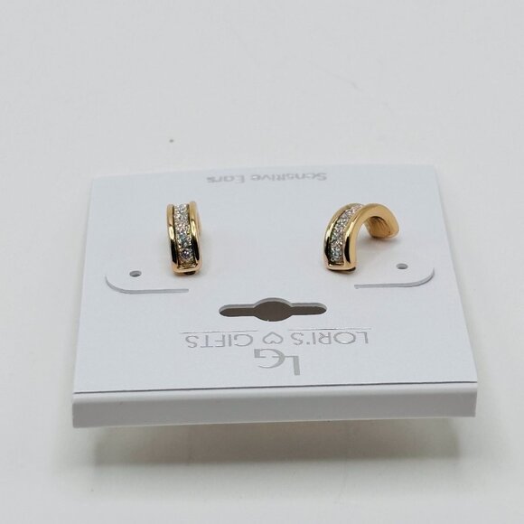 Lori’s Gifts Sensitive Ears Gold Tone Glitter Inlay Hoop Earrings Hypoallergenic - Picture 3 of 4